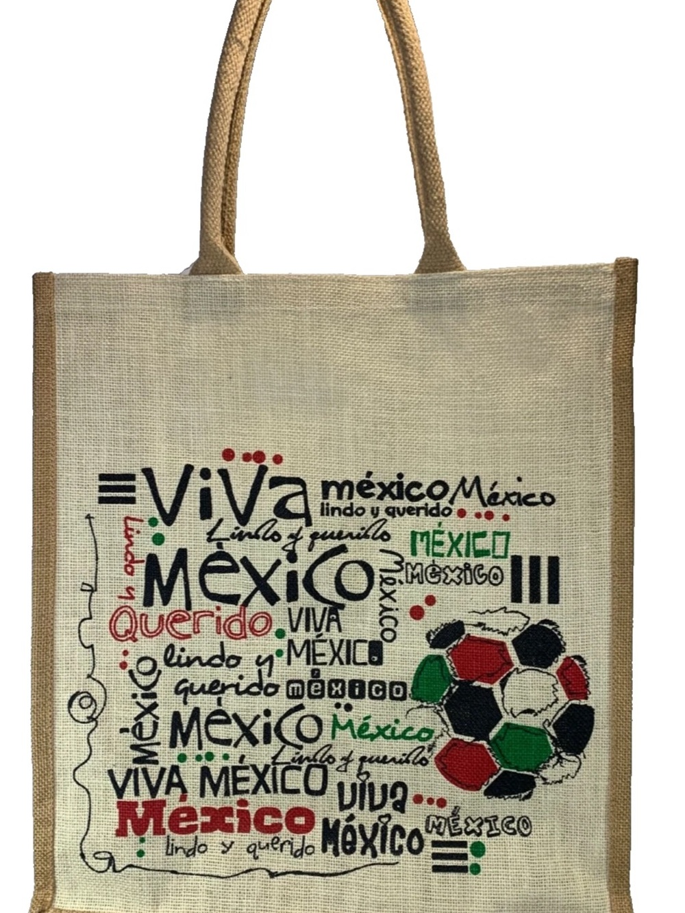 Mexican Woven Jute Tote Bag Viva Mexico Beach Shopping Grocery Travel